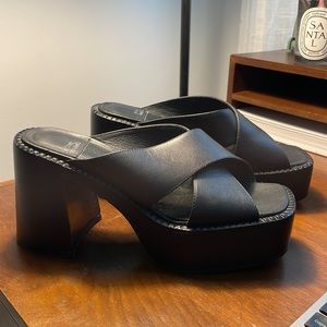 Jeffery Campbell Kiff Platform Black Chunky Heels criss cross strap sandal